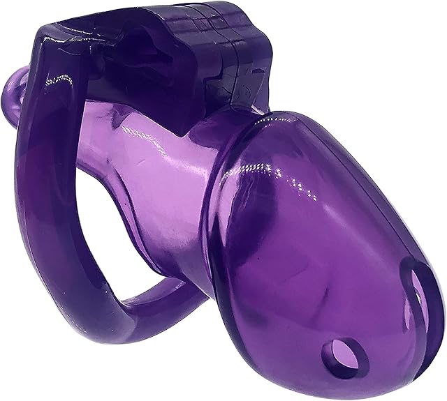 FYJENNICC HT-V3 Chastity Cage | Lightweight Cock Cage | Resin Chastity Devices | Male Chastity Cage | Adult Sex Toy for Men | MagicLockers | 4 Sizes Rings Included (Purple,Stand)