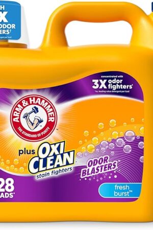 ARM & HAMMER Plus OxiClean Odor Blasters Fresh Burst, 128 Loads Liquid Laundry Detergent, 1665 Fl oz