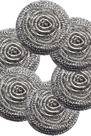 6Pcs Steel Wool Scrubbers - Flexible Scrubber Pads for Cleaning Dishes, Pots, Pans, Grills and Sinks