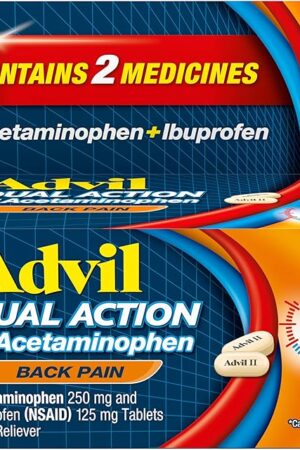 Advil Dual Action Back Pain Caplets Delivers 125mg Ibuprofen and 250mg Acetaminophen Per Dose for 8 Hours of Back Pain Relief - 144 Count