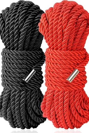BDSM Shibari Sex Bondage Restraint Rope - Soft Tie-Ups for Women, Long Restraining Multipurpose Sex Restraints, Adult Sex Toys for Women, Men & Couples (Black Red)