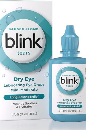 BLINK Tears Lubricating Eye Drops, Moisturizing & Soothing for Mild to Moderate Dry Eyes, with Hyaluronate, Reduces Discomfort, Long-Lasting Hydration, Soothes & Moisturizes, 1 Fl Oz