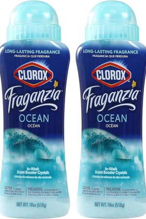 Clorox Fraganzia Laundry Scent Booster Crystals in Ocean Scent - Scented In-Wash Freshener Beads for Fresh, Clean, Great Smelling Clothes and Linens, 18 Oz - 2 Pack