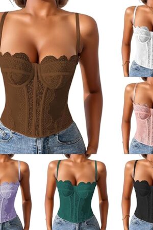 Corset Tops for Women Lace Sexy Push Up Vintage Overbust Bustier Shapewear Sleeveless Bodyshaper Lingerie Renaissance Corset