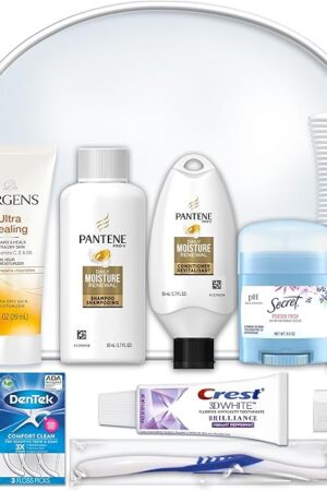 Convenience Kits International Women's Deluxe 10 Piece Kit with Travel Size TSA Compliant Essentials Featuring: Pantene Hair Products in Reusable Toiletry Zippered Bag