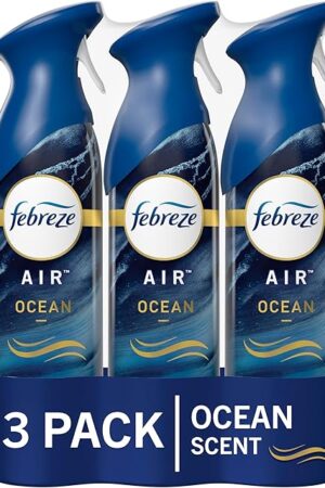 Febreze Air Mist Air Freshener Spray, Odor-Fighting Room Spray, Air Fresheners for Home and Bathroom and Kitchen, Aerosol Can, Ocean Scent, 88oz, 3 Count