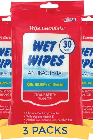 WipeEssentials Hand Sanitizer Wipes, Hand Wipes for Adults and Kids - 90 wipes - 3 Packs of 30ct Hand Sanitizing Wipes, Travel Essentials