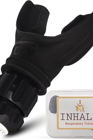 Inhale Respiratory Trainer | Compact Lung Exercise Device with High Grade Silicone | Carrying Case Included | Breath Trainer with Adjustable Resistance | Portable & Easy to Clean