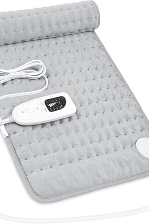 Heating Pad,Electric Heating Pads for Back,Neck,Abdomen,Fathers Day Dad Gifts,Moist Heating Pad for Shoulder,Knee,Arms,Legs,Dry/Moist Heat & Auto Shut Off,Birthday Gifts for Men(Light Gray, 24''?12'')