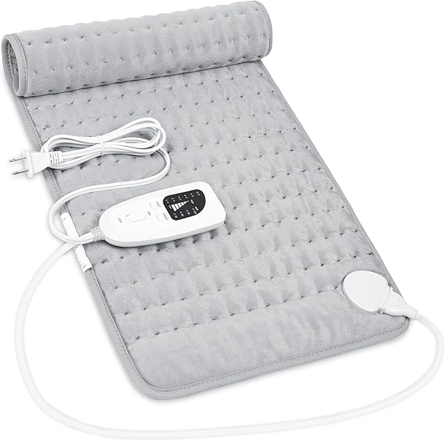 Heating Pad,Electric Heating Pads for Back,Neck,Abdomen,Fathers Day Dad Gifts,Moist Heating Pad for Shoulder,Knee,Arms,Legs,Dry/Moist Heat & Auto Shut Off,Birthday Gifts for Men(Light Gray, 24''?12'')