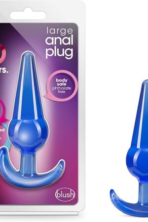 Blush Novelties B Yours Large Tapered See Through Soft Flexible Comfortable Bulb Butt Plug - Smooth Easy Insertion Intermediate Advanced Fragrance Free Adult Toy - Sex Toys for Adults - Blue