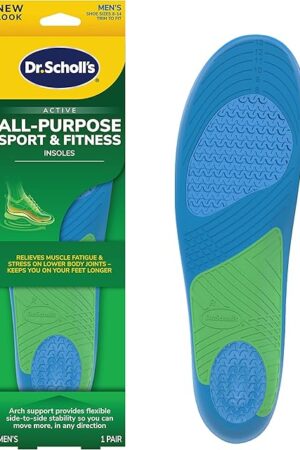 Dr Scholl?s Sport Insoles - Superior Shock Absorption and Arch Support to Reduce Muscle Fatigue and Stress on Lower Body Joints for Men Size 8-14