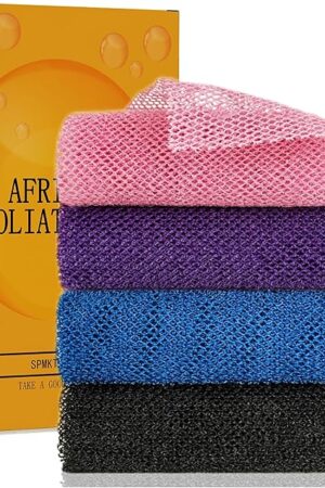 African Exfoliating Net, 4 Pieces African Net Sponge, Nylon African Bath Sponge Net, African Net Long Net Bath Sponge Shower Body Scrubber