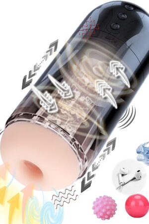 20X Sucking 20X Vibration Automatic Male Masturbator with 4 Voice Modes  Hands-Free Penis Pump, Realistic 3D Pocket Pussy, Adult Sex Toys for Men, Rechargeable Male Stroker