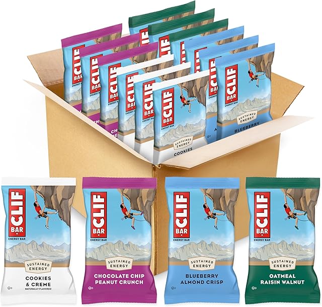 CLIF BAR - Variety Pack - 4 Flavors - Made with Organic Oats - Energy Bars - Non-GMO - Plant Based Protein Bars (12 Pack)