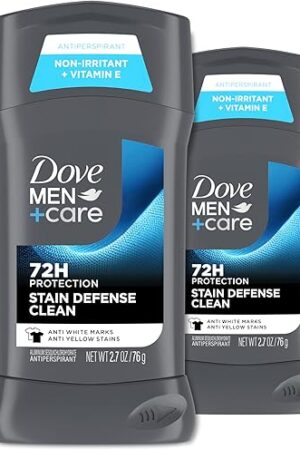 Dove Men+Care Deodorant Stick 4 Count Stain Defense Clean for Men, Anti-white Marks & Anti-yellow Stains with 72-hour Sweat and Odor Protection 27 oz