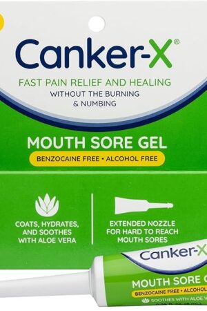 Canker-X Mouth Sore Gel, Fast Pain Relief & Healing for Canker Sores, Cheek Bites and Oral Abrasions, Oral Pain Relief Gel, Benzocaine-Free and Alcohol-Free, Adults and Kids 6+ Years, 028 fl oz