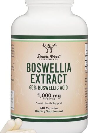 Boswellia Serrata - 240 Capsules (Max Strength 1,000mg of 65% Boswellic Acid Extract) Boswellia Extract Capsules (Joint Support Supplement for Joint Health) Third Party Tested by Double Wood
