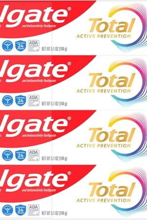 Colgate Total Whitening Toothpaste with Fluoride, 10 Benefits Including Sensitivity Relief and Stain Removal, Mint, 51 ounces (4 Pack)