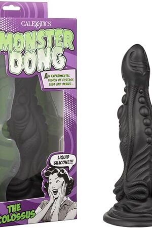CalExotics Monster Dong - The Colossus, 9.75 Inch Liquid Silicone Dildo with Sturdy Suction Cup Base Black - SE-5504-15-3