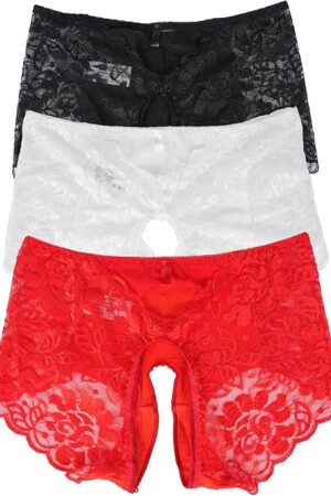 Womens Sexy Thongs Lace Panties Underwear Low Rise Plus Size Underpants Pack of 1-3