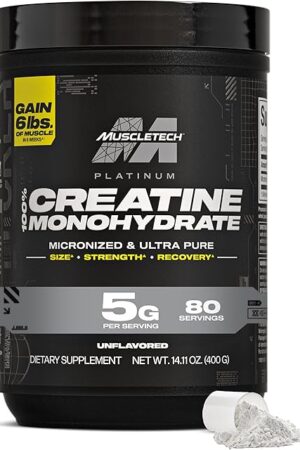 Creatine Monohydrate Powder, Platinum Pure - Unflavored Micronized Creatine Powder for Men & Women - Workout Supplements for Performance, Muscle Recovery & Builder - (80 Servings)
