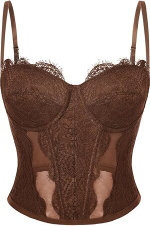 Corset Tops for Women Bustier Lace Mesh Western Concert Club Date Night Going Out Top