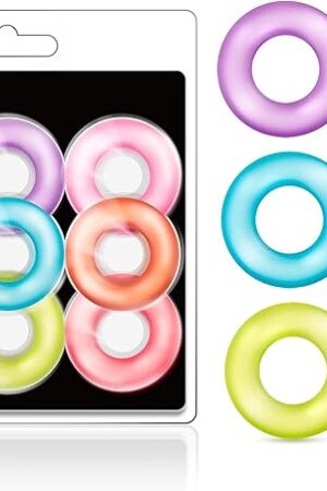 Blush Play with Me King of The Ring 6 Pack Silicone Penis Ring Set - Soft & Super Stretchy Durable Cock Rings for Men - No Pinch, Stay Hard, Prolong, Performance Enhancer Adult Sex Toy - (Multicolor)