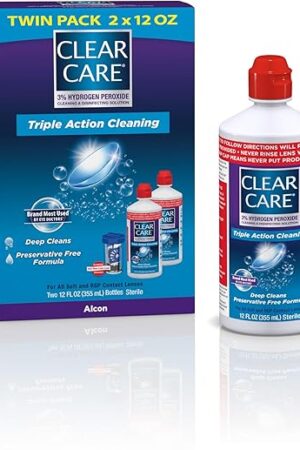 Clear Care Cleaning & Disinfecting Solution with Lens Case, Twin Pack,12 Fl Oz (Pack of 2)