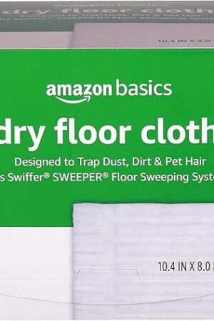 Amazon Basics Dry Sweeping Cloths to Clean Dust, Dirt, Pet Hair, Fits Swiffer Sweeper Mop Heads, 64 Count (Pack of 1)
