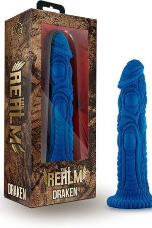 Blush Novelties The Realm Draken Silicone Dragon Dildo  Lock On Attachment Compatible, 7.75 Inch, Harness Safe, Textured for Extra Stimulation - Adult Sex Toy for Women, Couples & Fantasy Play