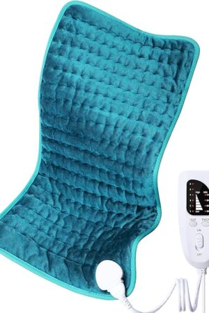Electric Heating pad for Back/Shoulder/Neck/Knee/Leg Pain Relief, 6 Fast Heating Settings, Auto-Off, Machine Washable, Moist Dry Heat Options, Extra Large 12"x24"