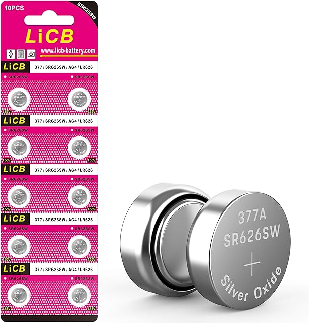 LiCB 10 Pack SR626SW 377 Watch Battery,Long-Lasting & Leak-Proof,High Capacity Silver Oxide 155V Button Cell Batteries for Watch