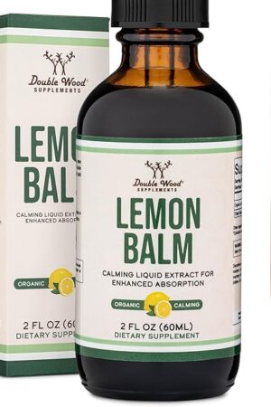 Double Wood Supplements Organic Lemon Balm Tincture - for Digestion & Relaxation 590mg - 2FL OZ, 120 Servings (Better Absorbed Than Capsules, Great for Lemon Balm Tea)