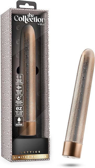 Blush The Collection Lattice 675" Slim G-Spot Vibrator - Vaginal, Clitoral, Nipple Stimulator - Cordless, IPX7, 10 Deep RumboTech Vibes, Limited Edition Adult Sex Toy for Women & Couple - (Rose Gold)