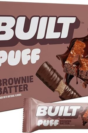 Built Bar, Puff Protein Bars, Brownie Batter Puff, 17g Protein Snacks, On-The-Go Bars, Only 140 Calories, 6g Sugar, Collagen, Gluten Free, 12 Count