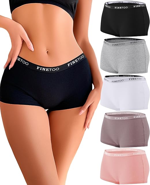 Boyshort Underwear for Women Cotton Boxer Briefs Full Coverage Ladies BoyShorts Panties 5 Pack