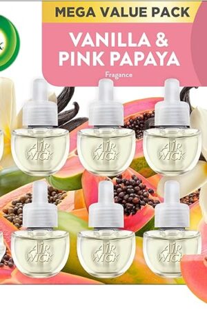 Air Wick Plug in Scented Oil Refill, 10ct, Vanilla and Pink Papaya, Air Freshener, Essential Oils