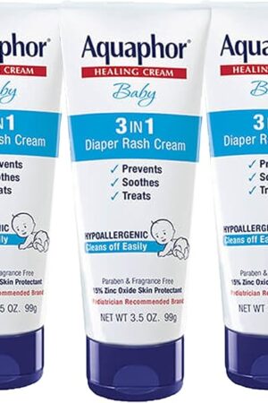 Aquaphor Baby Diaper Rash Cream, 3-in-1 Diaper Rash Relief, 35 Oz Tube, (Pack of 3)
