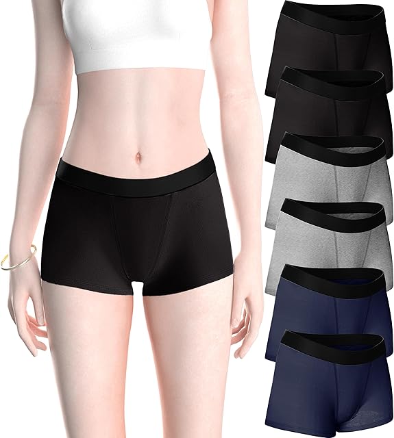 Women's 6 Pack Modern Active Buttery Soft Boy Short Boxer Brief Panties