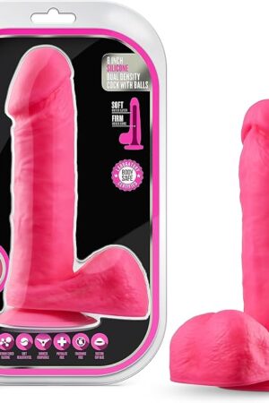 Blush Novelties Neo Elite 8 Inch Realistic Silicone Dildo  Sensa Feel Dual Density, Suction Cup & Harness for Hands-Free Play, Lifelike Penis for G-Spot & Anal Stimulation - Adult Toys  Neon Pink