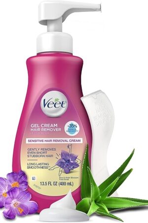 Hair Remover, Veet Gel Hair Removal Cream Sensitive, 135 Ounce, Sensitive formula with Aloe Vera and Vitamin E (pack of 1)