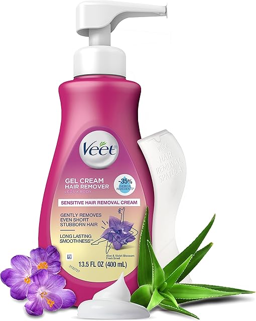 Hair Remover, Veet Gel Hair Removal Cream Sensitive, 135 Ounce, Sensitive formula with Aloe Vera and Vitamin E (pack of 1)