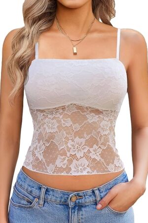 Lace Camisole for Women Sexy Tank Top Going Out Y2K Fashion Top Lace Crop Tops Summer Trendy Tops