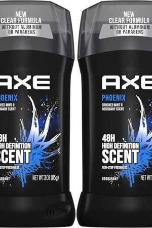 AXE Dual Action Deodorant Stick For Long Lasting Odor Protection, Phoenix Crushed Mint & Rosemary Men's Deo, Aluminum Free 3oz Twin Pack