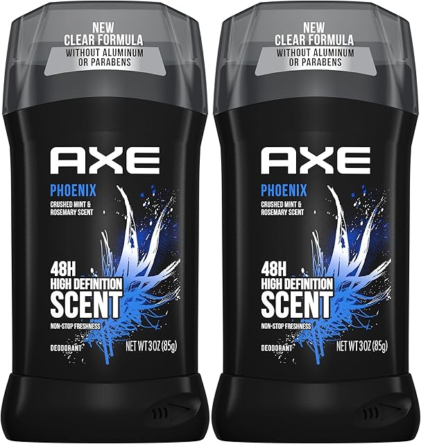AXE Dual Action Deodorant Stick For Long Lasting Odor Protection, Phoenix Crushed Mint & Rosemary Men's Deo, Aluminum Free 3oz Twin Pack