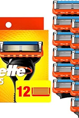 Gillette Fusion5 Razor Refills for Men, 12ct Cartridges, Lubrication Strip, Precision Trimmer for Men, 5-Bladed Refill Blades for Close Shave