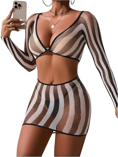 Elegant Fishnet Babydoll Lingerie for Women - Women's Lingerie Sexy Sleepwear