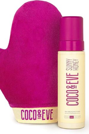 Coco & Eve Self Tanner Mousse Kit - (Medium) All Natural Sunless Instant Self Tanning Lotion with Bronzer & Mitt Applicator | Sunny Honey Bali Bronzing Kit