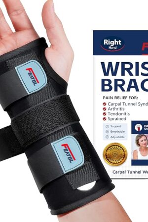 FEATOL Wrist Brace, FSA HSA Eligible Hand Brace, Carpal Tunnel Wrist Splint Night Support for Women Men, Pain Relief Support -Tendonitis, Arthritis, Sprain, Right Hand, Small/Medium